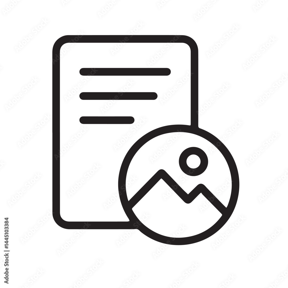 Poster document with image icon: this image shows a minimalistic black-and-white icon illustrating a docume