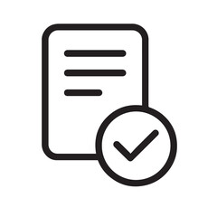 Completed Task Illustration: A detailed line art illustration showcases a document with a checkmark symbol, representing task completion, approval, or confirmation within a business or work context.