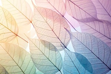 Ephemeral Whispers: Delicate, translucent leaves, kissed by a spectrum of pastel hues, create a symphony of light and shadow, evoking a sense of fragility and the passage of time.