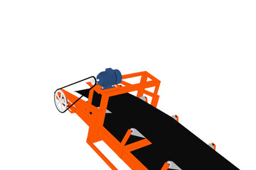 Detailed Illustration of a Heavy-Duty Belt Conveyor for Transportation of Goods Industrial Inclined Belt Conveyor System with Electric Motor Isolated on a transparent background 
