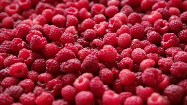 Sweet raspberry background. Full frame of fresh raspberries. Red ripe berry photo wallpaper closeup. Juicy berries. Vegetarian, vegan raw food. Organic bio product. From farm to table. Fruit pattern