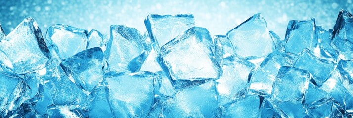 Obraz premium Cool Background Of Ice Cubes, Refreshing Blue Color Perfect For Summer And Drinks Concepts