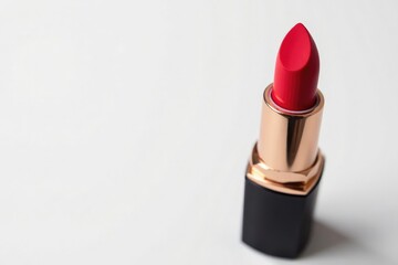 Close-up of vibrant red lipstick on stark white backdrop, cosmetics, clean, mouth