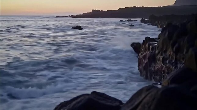 Waves Crashing on Rocky Shore &ndash; Coastal Time-Lapse