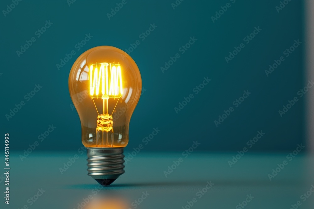 Poster Glowing light bulb symbolizing innovation and problem solving