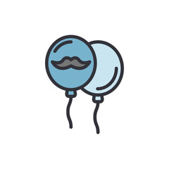 Fathers balloon colored icons, minimalist vector illustration ,simple transparent graphic element .Isolated on white background