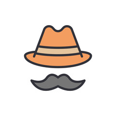 Fathers hat colored icons, minimalist vector illustration ,simple transparent graphic element .Isolated on white background