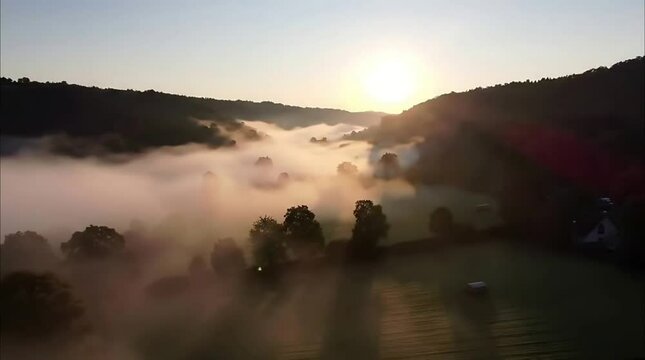 Fog Rolling into Valley at Dawn &ndash; Atmospheric Time-Lapse