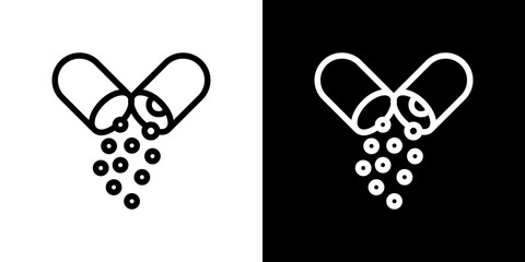 Open Capsule Pill icon vector, illustration logo template in trendy style