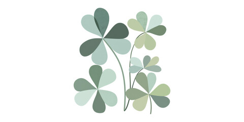 Obraz premium Abstract Green Clover Illustration. Symbol Of Luck And Nature In Minimalist Design Isolated On Transparent Background
