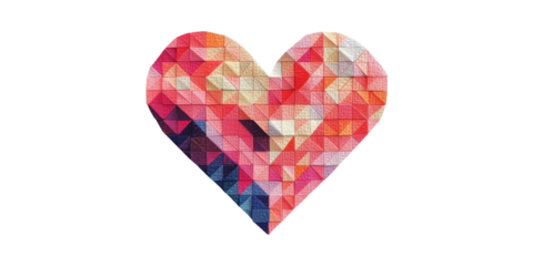 Geometric Heart Design With Vibrant Colors. Symbol Of Love And Creativity Isolated On Transparent Background