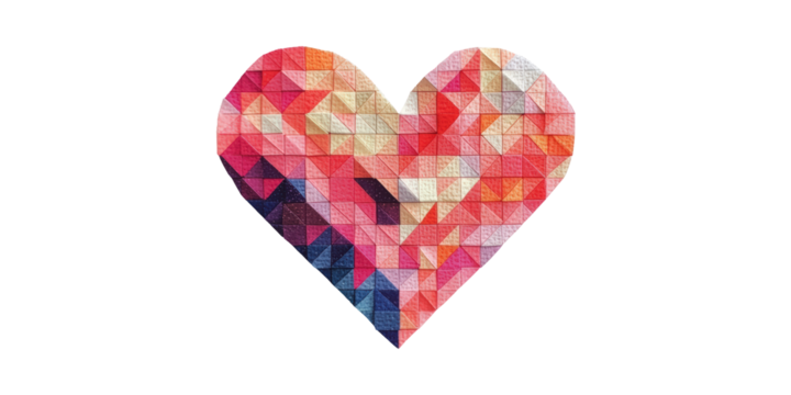 Geometric Heart Design With Vibrant Colors. Symbol Of Love And Creativity Isolated On Transparent Background