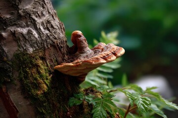 Fototapeta premium Mushroom Growing on a Tree Trunk
