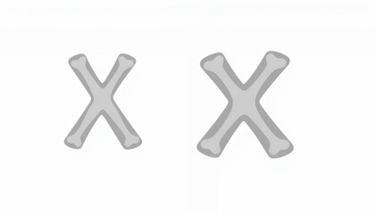 Obraz premium Two Stylized Cartoonish Grey Bone Shapes on White Background Perfect for Decorative Element or Medical Themed Designs and Symbolize Danger