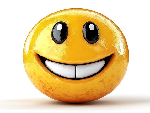 Happy, shiny, 3D emoticon with large grin