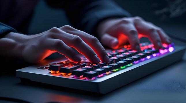 hands of a man working on a computer