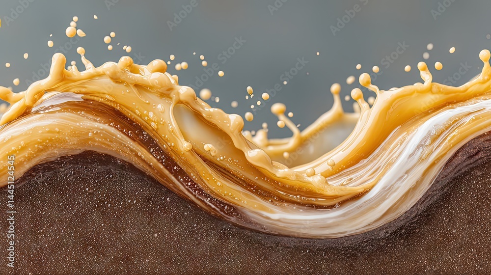 Aufkleber Artistic splash of coffee and milk creating a dynamic and abstract wave pattern