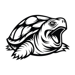 Stylized Turtle Illustration, Black and White Turtle Design, Reptile Art, Sea Turtle