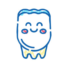 happy tooth icon doodle illustration
