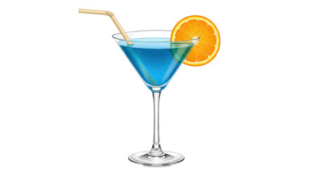 Isolated Blue Cocktail with Orange Slice