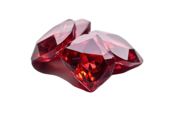 Sparkling red garnet gems dazzling brilliance rich color luxurious shine close up shot on white