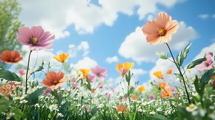 Fototapeta premium Realistic Floral Landscape Featuring Leaves and Branches in High Resolution