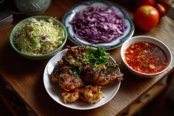Grilled Chicken Shrimp and Salad Dish