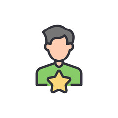 Favorite people colored icons, minimalist vector illustration ,simple transparent graphic element .Isolated on white background