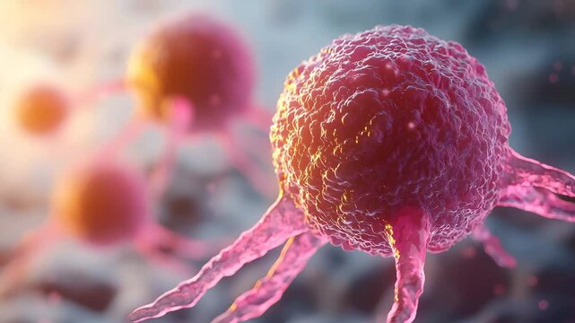 Detailed illustration of a pathogen cell highlighting its complex structure and features