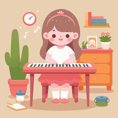 vector image of a child playing the piano