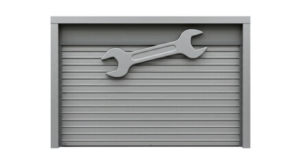 Isolated Garage Door with Wrench