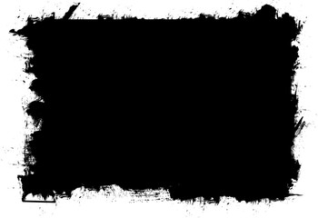 black ink brush painting blank banner label grunge graphic element artistic