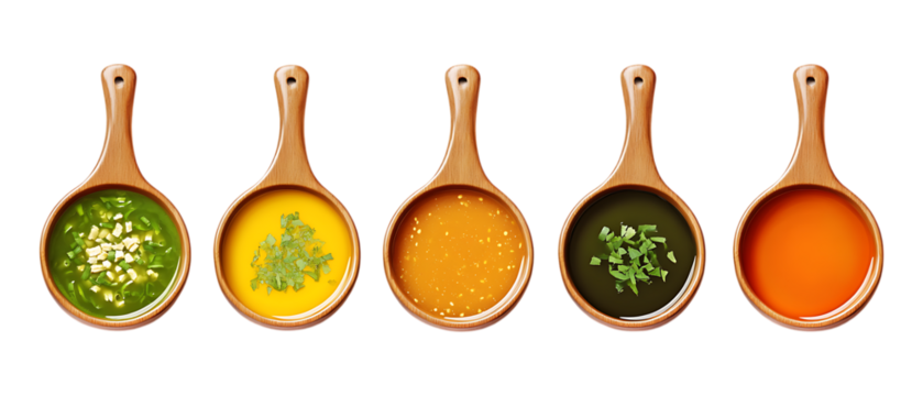 Pack of Miso in Five Different Poses Against Transparent Background for Culinary Branding, Japanese Food Promotion, or Soup Design Projects