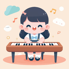 vector image of a child playing the piano © Gusti Aji