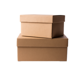 Stacked cardboard boxes ideal for storage and organization at home, cut out