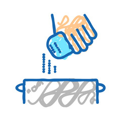 salting cooking meal icon doodle illustration