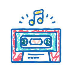 Naklejka premium audio guide cassette icon doodle illustration