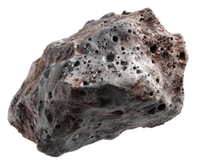 Unique volcanic rock with textured surface and natural formations, cut out