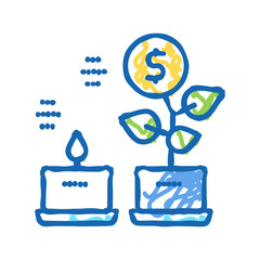 money growth plant icon doodle illustration