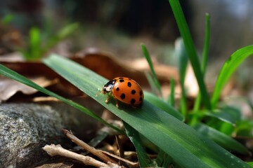 Ladybug on a Green Blade