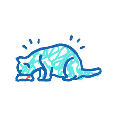 cat eating food icon doodle illustration