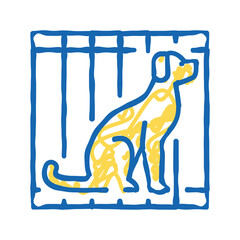 dog in cage icon doodle illustration