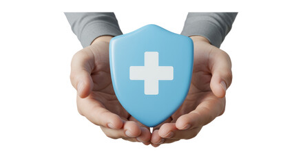 Isolated Hands Holding Shield