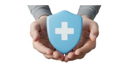 Isolated Hands Holding Shield