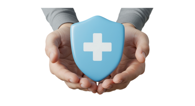 Isolated Hands Holding Shield