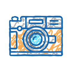 vintage photo camera icon doodle illustration