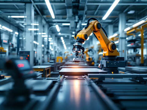 Roboterarm in moderner Produktionshalle