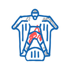 wingsuit sportsman icon doodle illustration