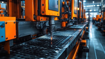 Fototapeta premium Automated Laser Cutting in Factory