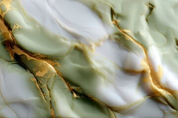 Green and White Marble with Gold Veins